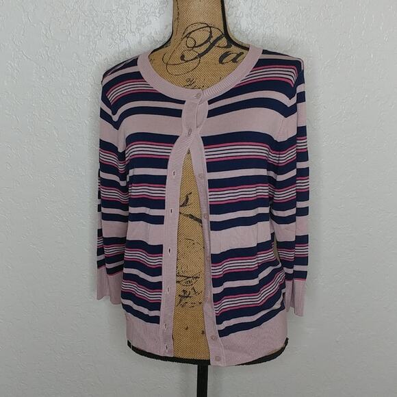 Halogen Sweaters - Halogen Striped Cardigan Size Petite Large